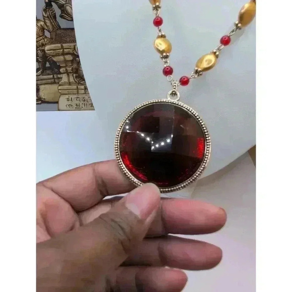 Monet Multicolor Gold Beads Red Beads Pendant Necklace - Picture 2 of 5